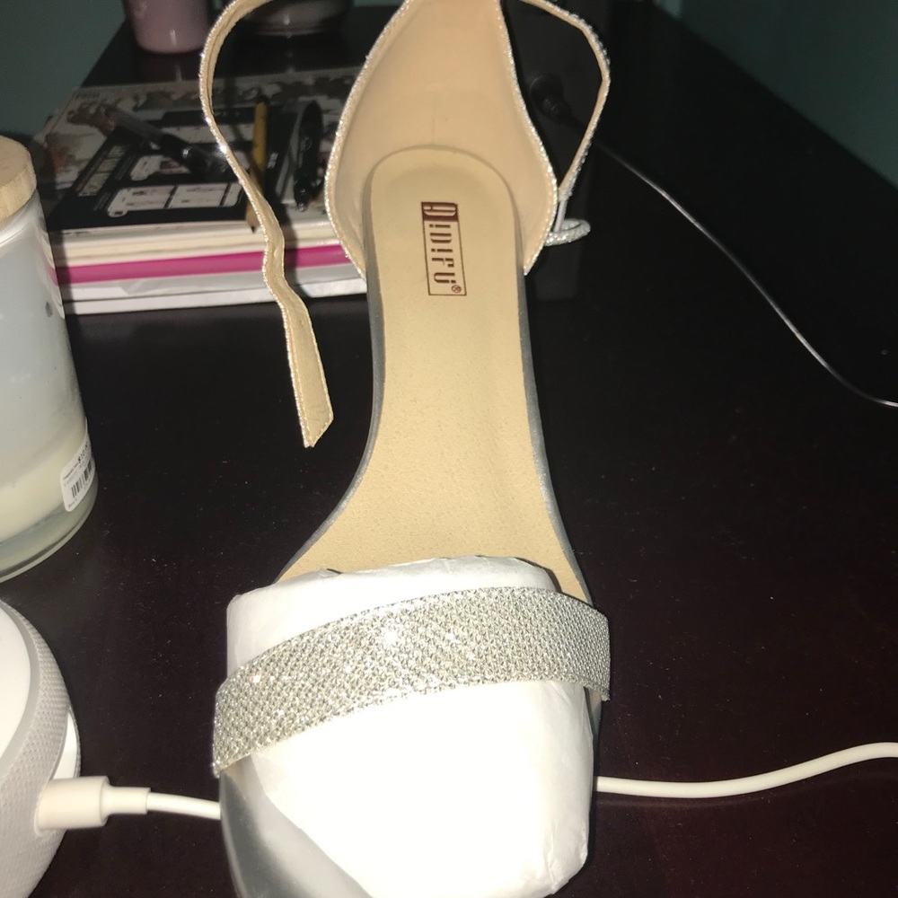 Silver glitter heels